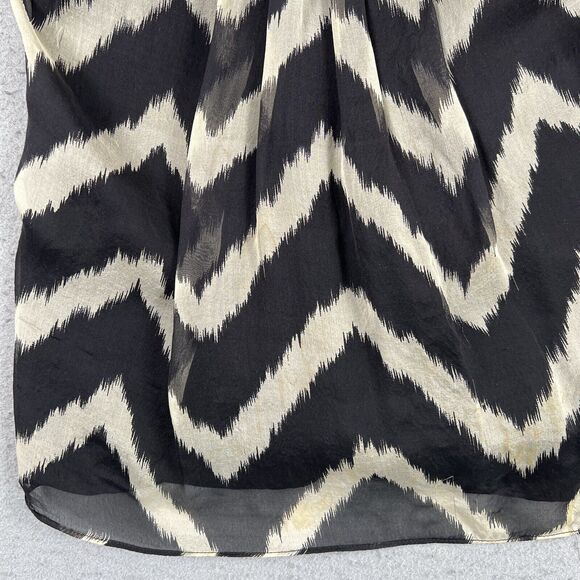 Milly 100% Silk Spaghetti Strap Black White Chevron Tank Top Women’s Size 6 - Picture 3 of 16